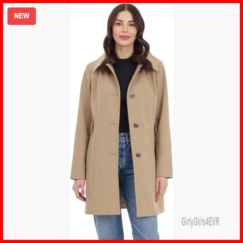Water-Resistant Raincoat with Detachable Hood, Long Sleeves, Pockets